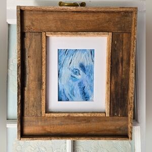 Blue Rustic Framed Horse Pastel Artwork